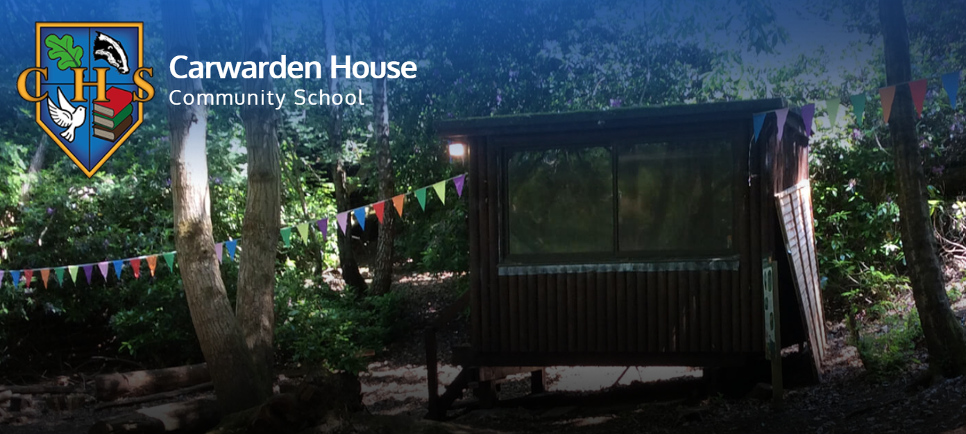 carwarden school badge with forest classroom backround